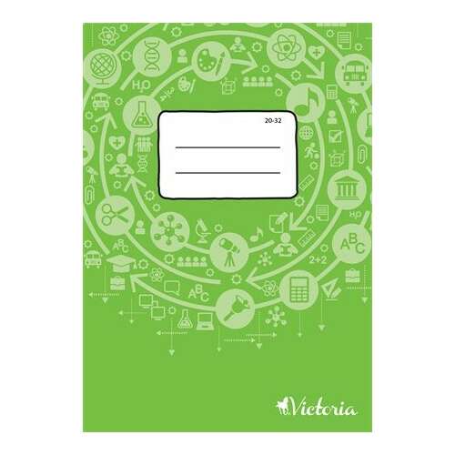 VICTORIA Circle "20-32" A5 Notebook, 32 pages, green cover with school icons