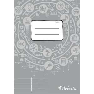 VICTORIA Circle "31-32" A5 Notebook, 32 pages, grey cover with school icons - Victoria