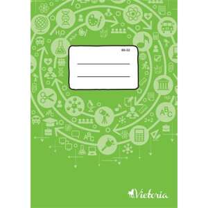 VICTORIA Circle "80-32" A4 Notebook, 32 pages, green cover with white icons - Victoria