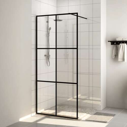 vidaXL fekete zuhanyfal átlátszó ESG üveggel 100 x 195 cm 43720242