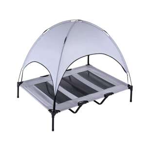 Timeless Tools Naptetős kisállat fekhely, XL size, elevated dog bed with canopy for shade, grey color - Dog Bed