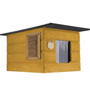 Cool flat-roofed insulated Cat House with scratching post and name plate- In several colours