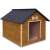 Cool insulated dog house XL, brown wooden pet shelter with name tag