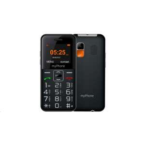 myPhone Halo Easy 2G Single SIM mobile phone, black, front and back view - Senior Phone
