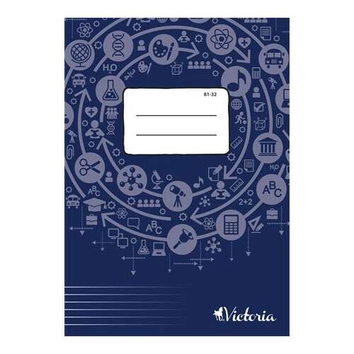 VICTORIA Circle "81-32" тетрадка с линии A4, 32 страници, синя корица с училищни икони