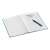 LEITZ Wow A5 grid notebook, blue cover, open, with pen