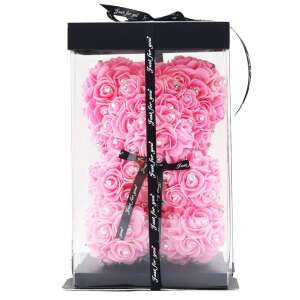 Rózsa maci, virágmaci csillogó strasszkővel 25 cm - rózsaszín 38581244 Ajándék ötletek Valentin-napra