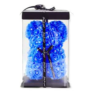 Rózsa maci, virágmaci csillogó strasszkővel 25 cm - sötét kék 38581248 Ajándék ötletek Valentin-napra