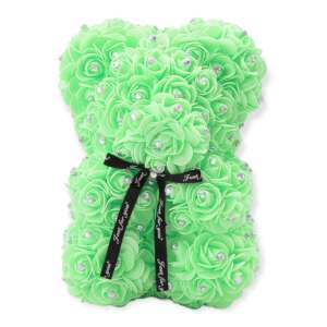 Zöld rózsa maci csillogó strasszkővel, 25 cm, ajándék Valentin-napra, születésnapra, évfordulóra - Ajándék ötlet Valentin-napra