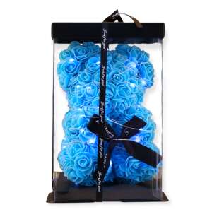 Rózsa maci LED világítással 25cm díszdobozban - kék 38581276 Ajándék ötletek Valentin-napra