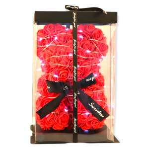 Rózsa maci LED világítással 25cm díszdobozban - piros 38581278 Ajándék ötletek Valentin-napra
