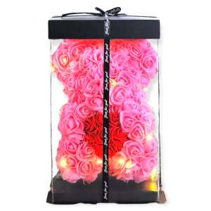 Rózsa maci LED világítással 25cm díszdobozban - rózsaszín-piros 38581282 Ajándék ötletek Valentin-napra