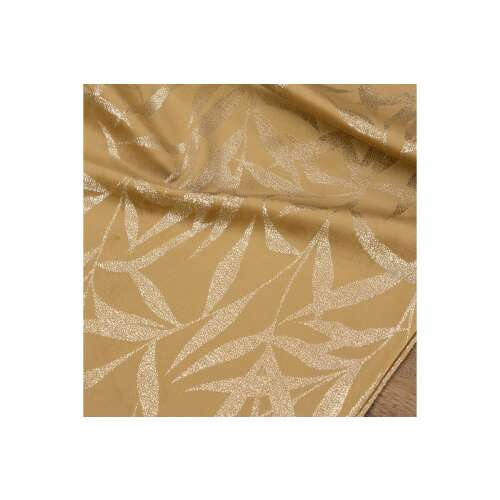 Közelkép a Blink15 Mézsárga Asztali Futóról Levelekkel