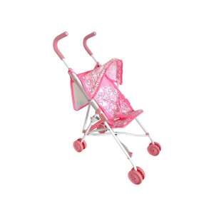 Różowy wózek dla lalek z nadrukiem białych królików, marka Fedeles - Wózek do gier