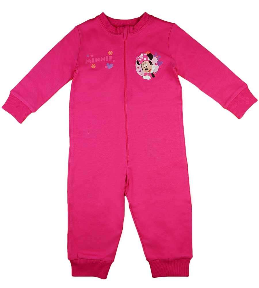 Belül bolyhos overálos kislány pizsama Minnie egér mintával - 128...