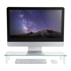 Stell SOS 5010 Monitorständer aus Glas in Verwendung mit Monitor, Tastatur und Maus - Monitorstative und -ständer