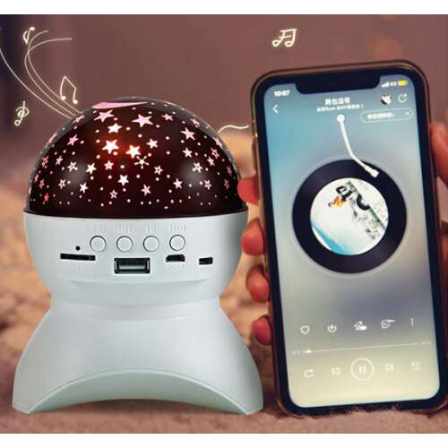 Zenélő, LED Csillagfényes éjjeli lámpa, USB csatlakozóval, fehér