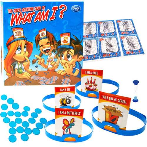 What Am I? game box, includes headbands, cards, and chips