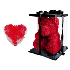 Rózsa maci díszdobozban 40 cm - piros + szív doboz szappan rózsa 38707548 Ajándék ötletek Valentin-napra