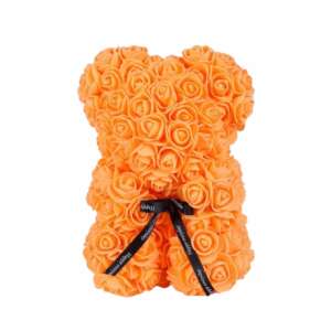 Rózsa maci, örök virág maci díszdobozban 25 cm - narancs 38707555 