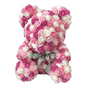 Rózsa maci díszdobozban 40 cm - mix (rózsaszín-pink-fehér) 38707571 Ajándék ötletek Valentin-napra