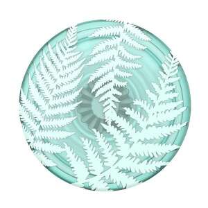 PopSockets PlantCore Grip Fern suport telefon, verde turcoaz cu model de ferigă albă - Popsockets