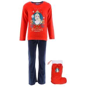 Disney Frozen świąteczne piżamy dla dziewczynek ze skarpetą, czerwony top, niebieskie spodnie, 8 lat (128 cm) - Baba & Tipegő