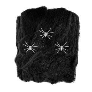 Schwarzes Spinnennetz mit 3 leuchtenden Spinnen, Halloween Dekoration - Halloween-Dekoration