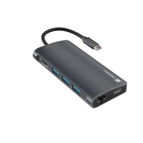 NATEC NMP-2162 USB-C Hub mit HDMI, Ethernet, SD-Kartenleser, Micro-SD-Kartenleser und 3 USB-A-Ports