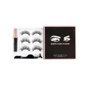 Set de gene magnetice cu eyeliner, 3 perechi de gene magnetice, eyeliner magnetic, aplicator pentru gene magnetice - Gene false