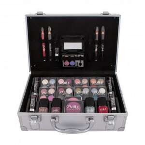 Zmile Cosmetics Makeup Set in a Silver Case, includes eyeshadows, lipsticks, blush, nail polish, and more - Vanity Table, Makeup Set, Fragrance