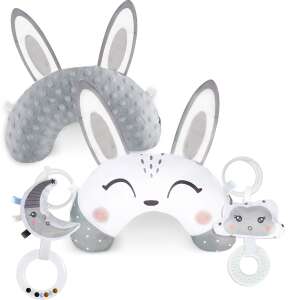Tuli-Nuli™ multi-functional sensory pillow with bunny ears, moon rattle and cloud rattle for Nukido play mats - Babies & Toddler