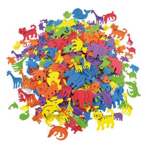 500 pack of colorful foam animal shapes, perfect for crafts and decorations - Playbox