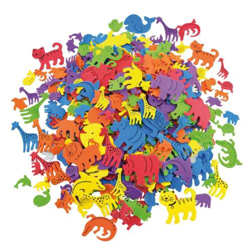 500 pack of colorful foam animal shapes, perfect for crafts and decorations