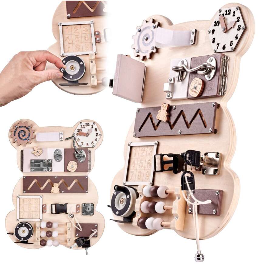 E-shop Pepita drevený Mat wall, vývojová hračka - Teddy - brown