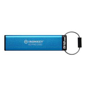 Kingston Technology IronKey Keypad 200C 512GB USB-Stick mit Schlüsselanhänger, blau - Kingston