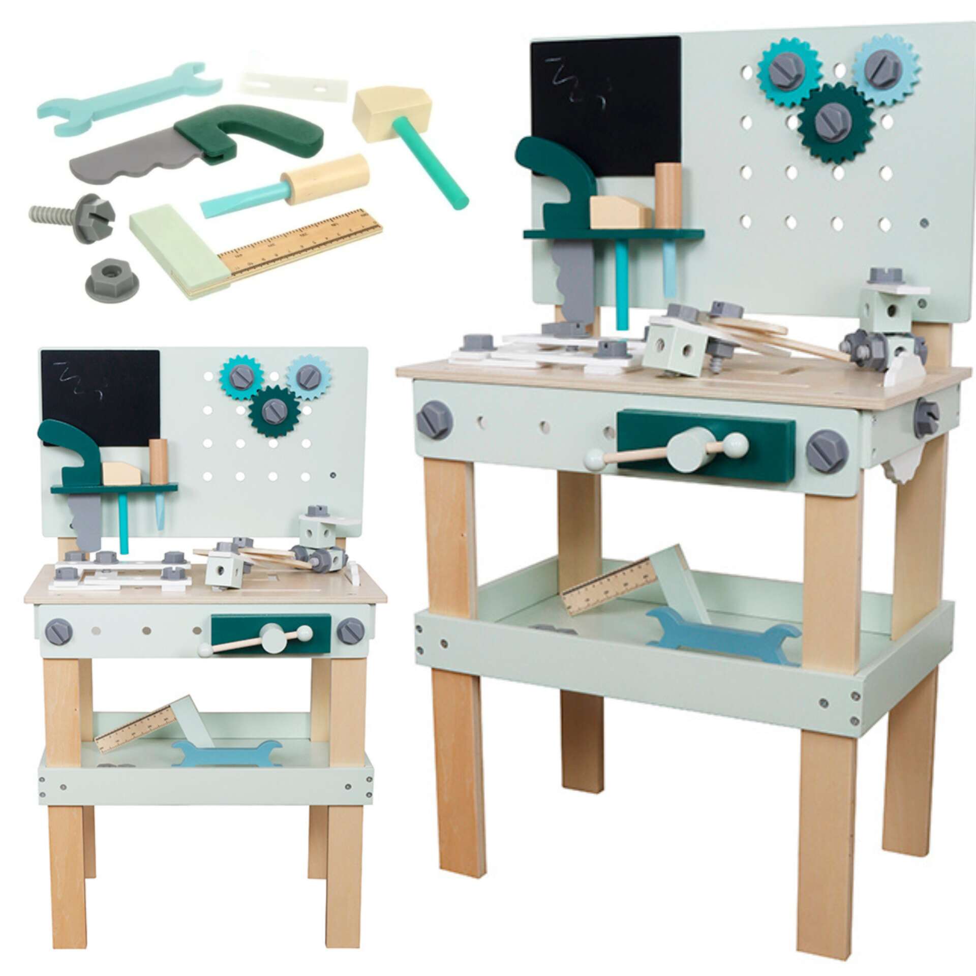 E-shop Pepita drevený stôl na hračky DIY s príslušenstvom - sivo-hnedý