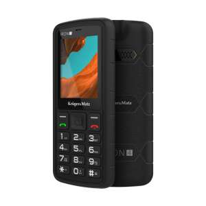 Kruger&Matz IRON 4 4G robustes Mobiltelefon, schwarz, Vorder- und Rückseite - Krüger&Matz