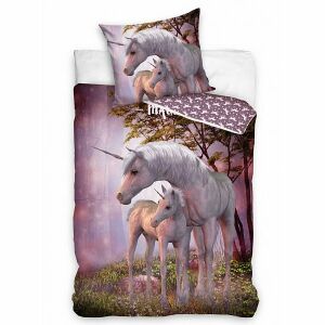 Unikornisos ágyneműhuzat szett 140x200 cm, fantázia témájú paplanhuzat és párnahuzat - Carbotex