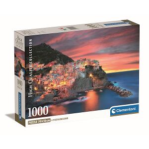 Clementoni Manarola 1000 darabos kirakó. Kiváló minőségű kirakó a naplementében fekvő olasz Manarola falut ábrázolja. - Clementoni Puzzle