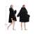 Black oversized hooded blanket sweatshirt, wearable blanket, comfy, warm, cozy, soft, fleece, 2 in 1, for women, men, and kids, size chart