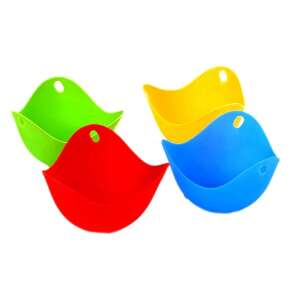 Set de 4 forme de silicon pentru poșarea ouălor, roșu, galben, verde, albastru - Aparate de fiert ouă