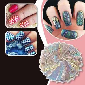 Nagelkunst Schablonen, 24 Stück, Meerjungfrauenschuppe, geometrisch, Nageldesign, DIY, einfach zu bedienen - Nagelpflege