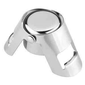 Спирала за вино и шампанско от неръждаема стомана със силиконов уплътнител, сребърен цвят, ъглов изглед - Запушалка за бутилка и капачка