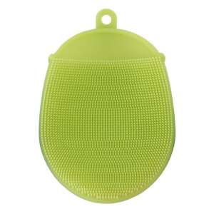 Green silicone dishwashing scrubber with a hanging loop - Dish sponge