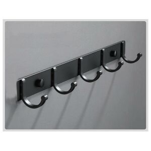 Fali ruhafogas 5 akasztóval előszobába vagy fürdőszobába, fekete - Fogas