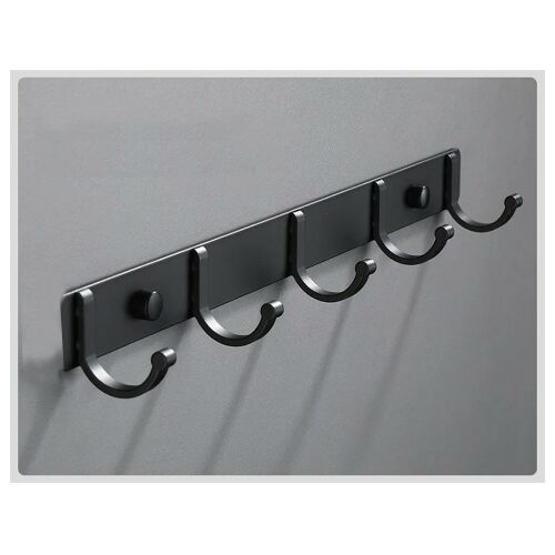 Fali ruhafogas 5 akasztóval előszobába vagy fürdőszobába, fekete