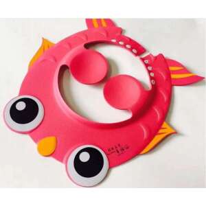 Vörös hal alakú állítható zuhanyzó sapka gyerekeknek, védi a szemet a víztől és a sampontol - Hajmosó karika és kancsó