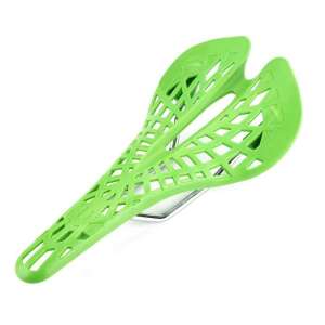 Green bicycle saddle with a hollow design for ventilation and comfort - Bicycle saddle