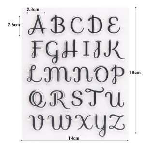 Alphabet silicone stamp for cake decorating, 26 letters, cursive font - Pastry decorating tool